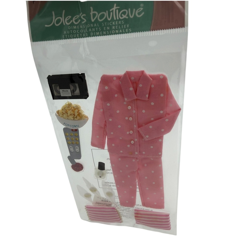 Jolee's Boutique Pajama Party Dimensional Stickers Pink Polka Dot PJs NEW RARE